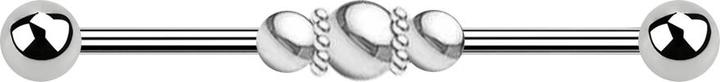 Star Piercing Barbell silber zwei Kugeln drei Kugeln mit Kugelband (Chirurgenstahl 316L, ohne Messing)
