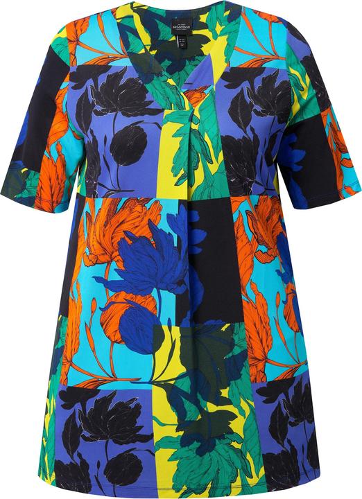 Produktbild Ulla Popken Slinkyshirt, Blätter, A-Linie, V-Ausschnitt, Halbarm (50, 52)