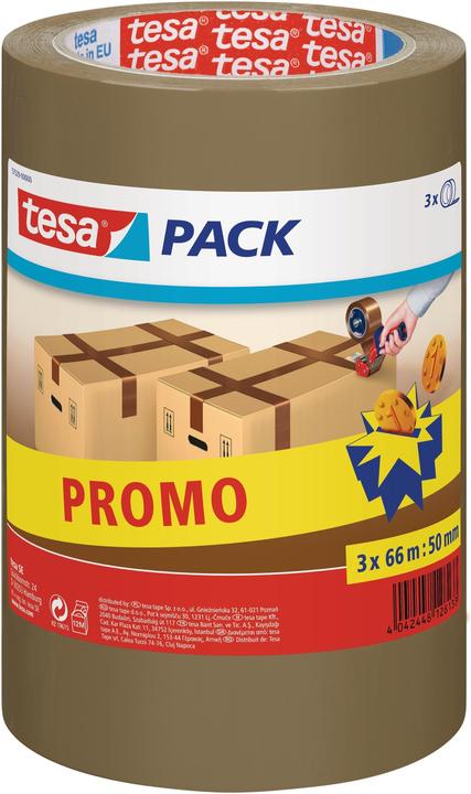 Produktbild tesa tesapack Packband braun 3 x 66m x 50mm, Promo (50 mm)