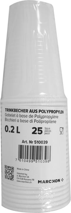 Produktbild No Name Plastikbecher weiss 2dl 25 Stück (25 x)