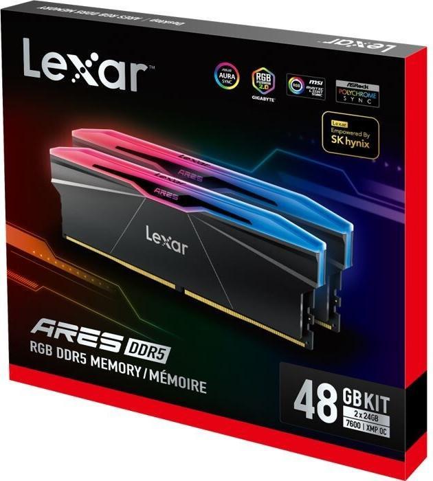 Actual product image Lexar PC-Speicher DDR5 ARES RGB 48GB(2*24GB)/7600 (2 x 24GB, 7600 MHz, DDR5 RAM)