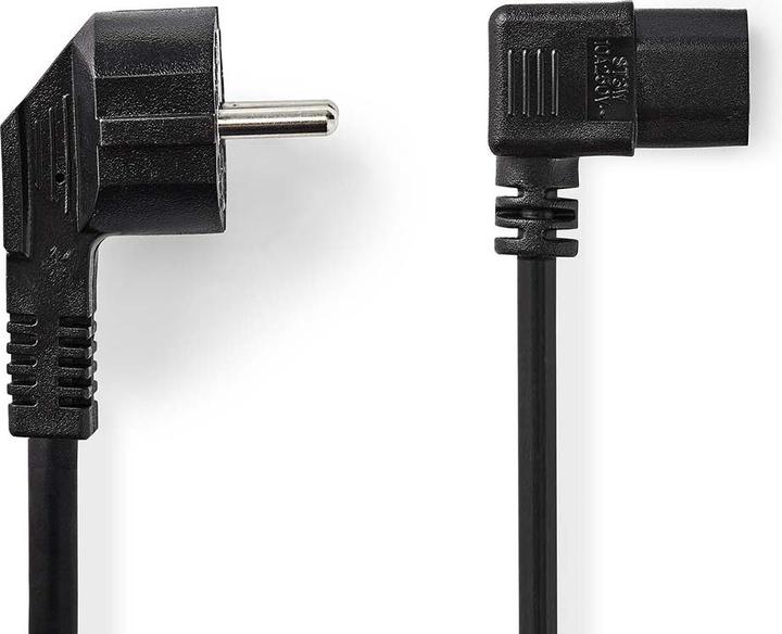 Produktbild Nedis Stromkabel | Schutzkontaktstecker | IEC-320-C13 | Abgewinkelt | Abgewinkelt | Vernickelt | 3.0 (3 m)