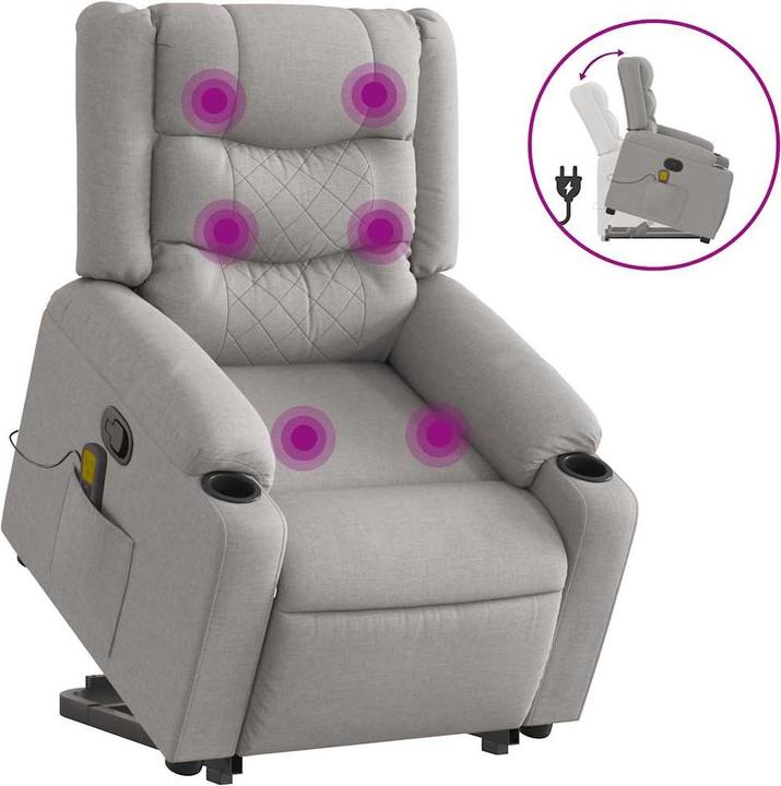 Produktbild VidaXL Massagesessel mit Aufstehhilfe Wolkengrau Stoff