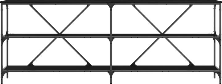 Produktbild VidaXL Konsolentisch Schwarz Eiche 200x30x75 cm aus Spanplatte und Stahl (200 x 30 x 75 cm)