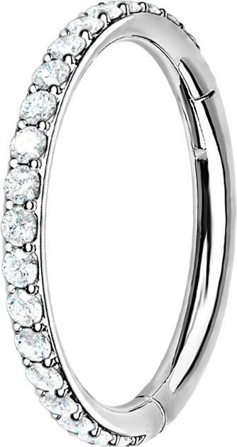 Immagine prodotto Star Piercing Anello a segmenti con cerniera in argento con cristalli laterali in argento (Acciaio chirurgico 316L, senza ottone)