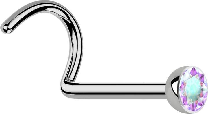 Actual product image Star Piercing Steriler Nasenstecker gebogen silber Halbkugel Kristall multicolor (without brass, Titanium G23)