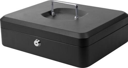 Actual product image pavo Cash box, black, dimensions: (W)300 x (D)240 x (H)90 mm