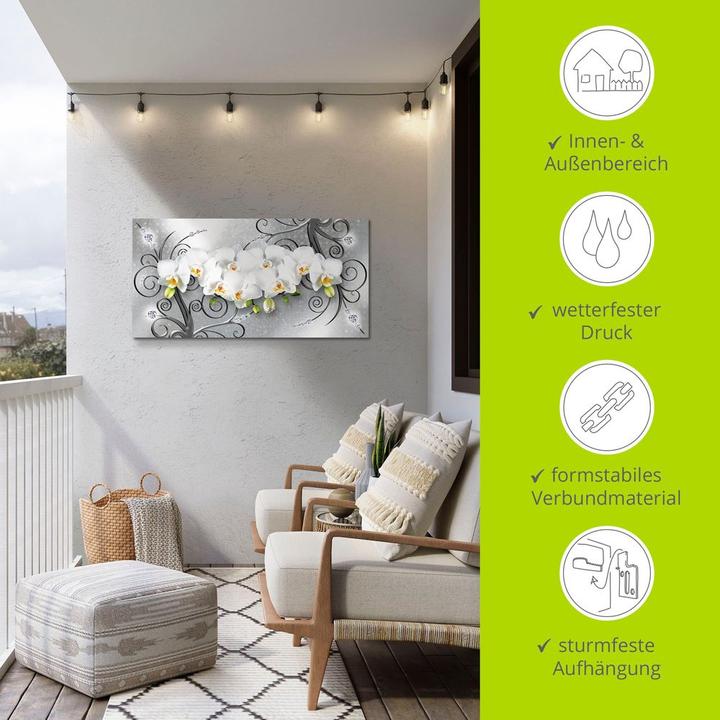 Produktbild Artland weisse Orchideen auf Ornamenten U1QV (150 x 75 cm)