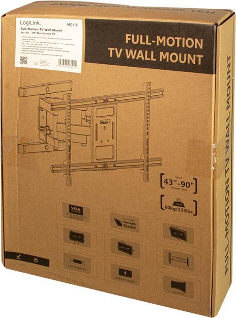 Image du produit LogiLink Support TV mural, 4390", inclinable, pivotant, 60 kg max. (Mur, 90", 60 kg)