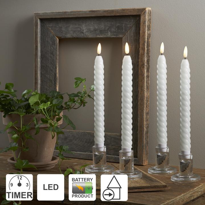 Immagine prodotto Star Trading Candele LED con funzione timer | Candele a LED bianche | Candele a LED con fiamma tremo (4 x)