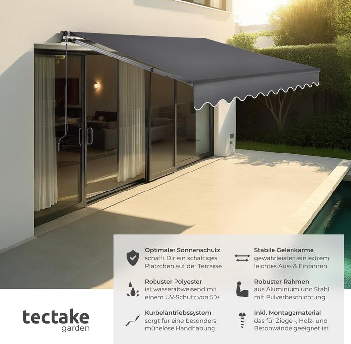 Actual product image tectake Jointed arm awning Ornella with wall bracket (2.50 m)
