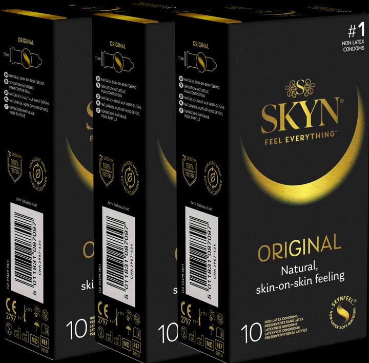 Bijoux Indiscrets SKYN «Original» Dreierpack, 30 (3x10) latexfreie Kondome (30 Stk.)