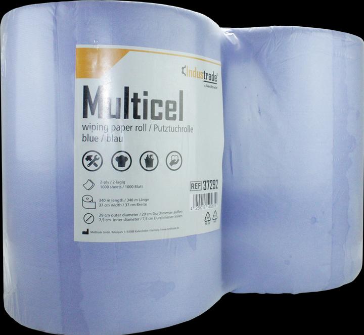 Immagine prodotto Meditrade 2 rotoli di panno per la pulizia Industrade® Multicel a 2 strati blu, 1.000 fogli (2 x)
