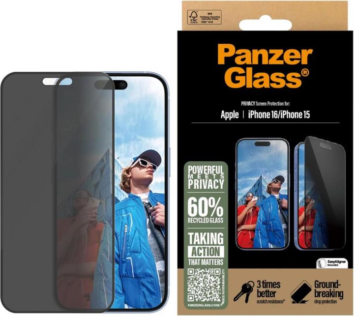 Actual product image PanzerGlass Ultra-Wide Fit (1 Piece, Apple iPhone 16)