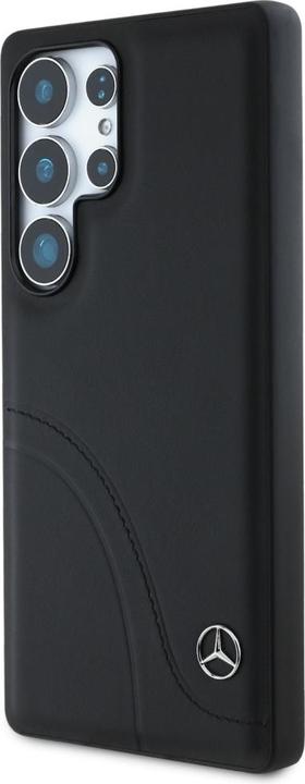 Actual product image Mercedes Leather Curved Stitches Case for Samsung Galaxy S25 Ultra - Black (Samsung Galaxy S25 Ultra)