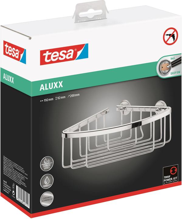 Produktbild tesa ALUXX Duschablage inkl. Klebelösung ohne Bohren (9 x 21.5 x 22 cm)