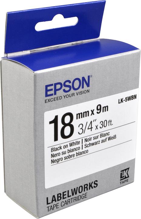 Actual product image Epson Label Cassette Lk-5wbn (1.80 cm, Black)