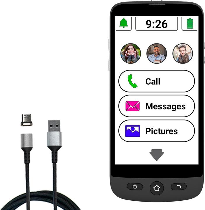 Actual product image Swissvoice S510M Senior smartphone Simlockvrij - 4G+ - SOS knop - Android 12 - Whasapp (16 GB, Charcoal, 5", Dual SIM, 8 Mpx, 4G)