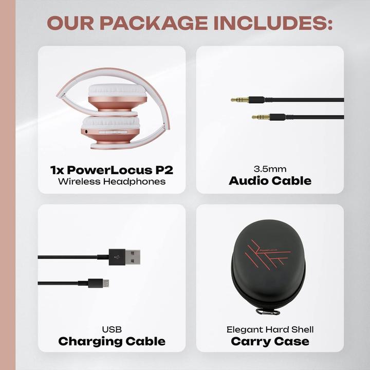 Produktbild PowerLocus Wireless Headphones P2 (rose gold) (20 h, Kabellos)