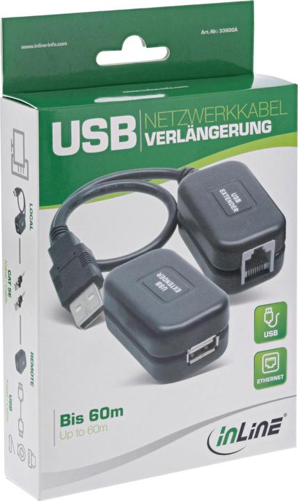 Image du produit InLine ® Rallonge USB, jusqu'à 60m via câble réseau RJ45 cat. 5e (60 m, USB 1.1)
