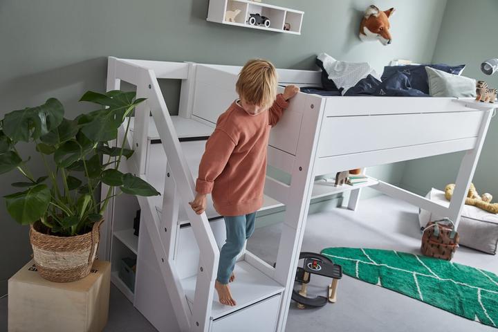 Image du produit Lifetime Kidsrooms Kidsrooms Lit mi-hauteur avec escalier et tablette roulante 128 x 257 x 102 (90 x 200 cm)