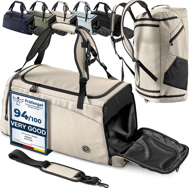 Immagine prodotto BeMaxx Borsa da allenamento per lo sport, 40L, Beige (40 l)