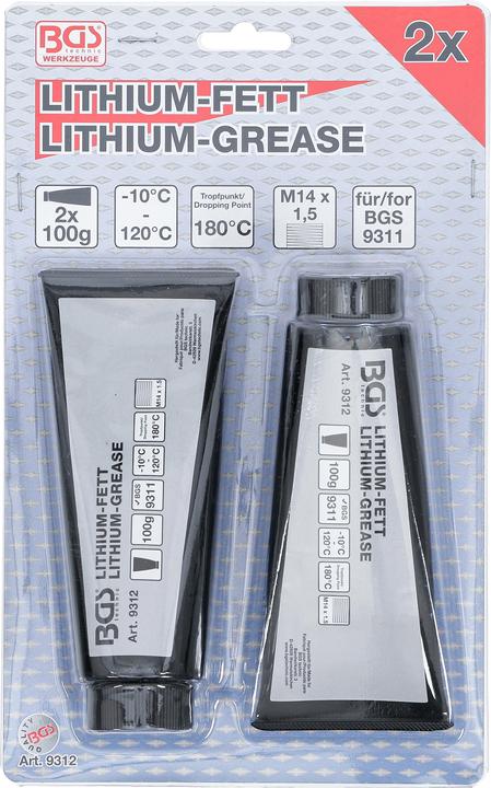 Actual product image BGS Lithium Grease for Grease Gun 9311 2 Tubes