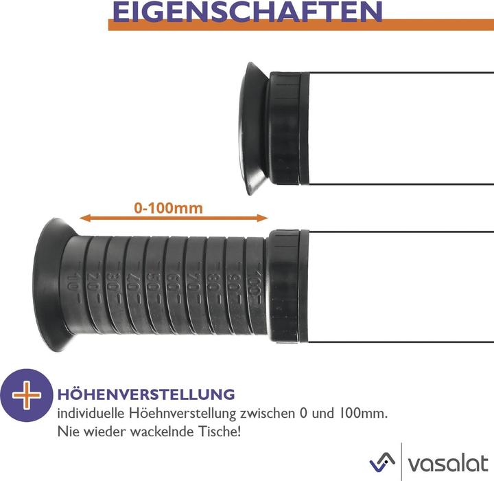 Actual product image Vasalat CAMAR table base Zoom height-adjustable 1100-1200mm, steel stainless steel effect