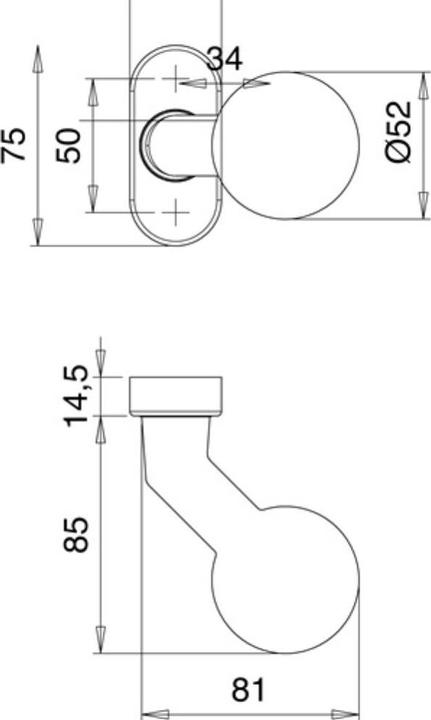 Produktbild EDI Profiltür-Knopf 2033/4010 Material Edelstahl EST fest/drehbar (Türknopf)