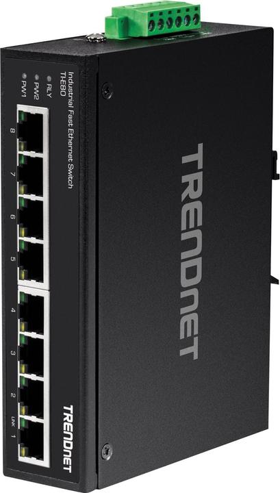Produktbild Trendnet Industrie Switch 8 Port Fast Ethernet L2 DIN-Rail (8 Ports)