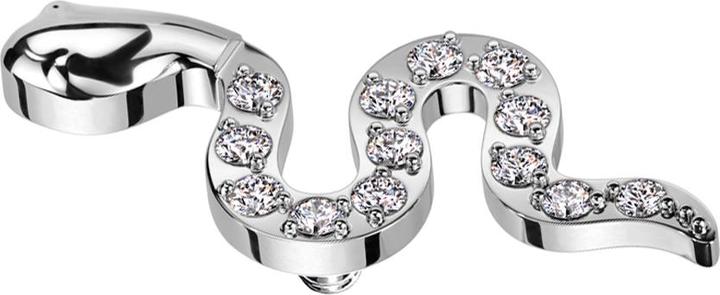Star Piercing Dermal Anchor Schlange silber Kristalle silber (ohne Messing, Titan G23)