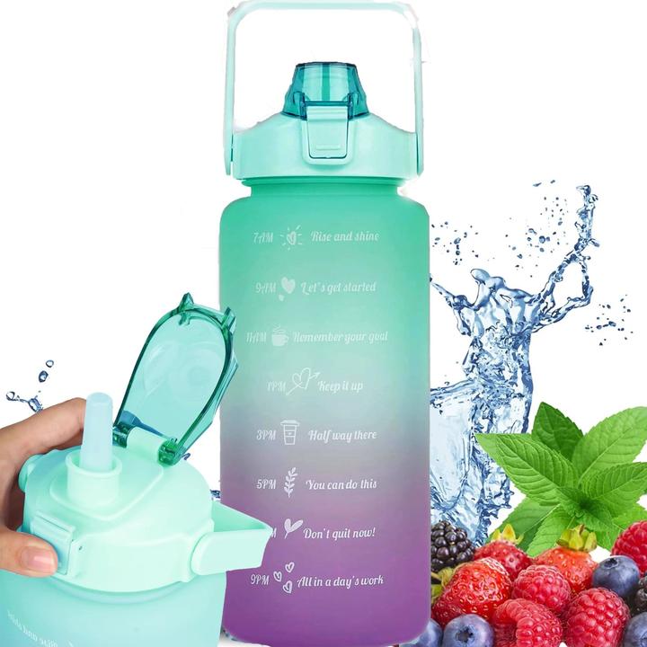 Extralink | Motivationsflasche | Trinkflasche, 2000ml, grün-lila, BUT-190 (2 l)