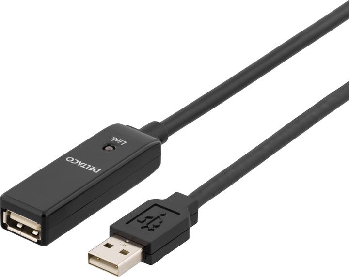 Produktbild Deltaco Cable USB 2.0 extension, 10.0m, active, black (10 m, USB 2.0)