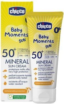 Actual product image Chicco Sun Cream Mineral SPF50+ 0m+ Italian 75 ml (Sun cream face, SPF 50+, 75 ml)