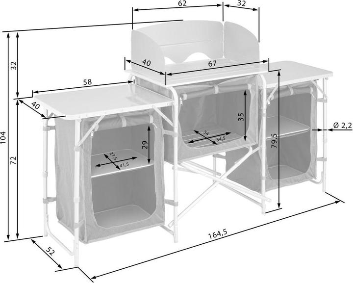 Immagine prodotto tectake Cucina da campeggio 172x52x104cm