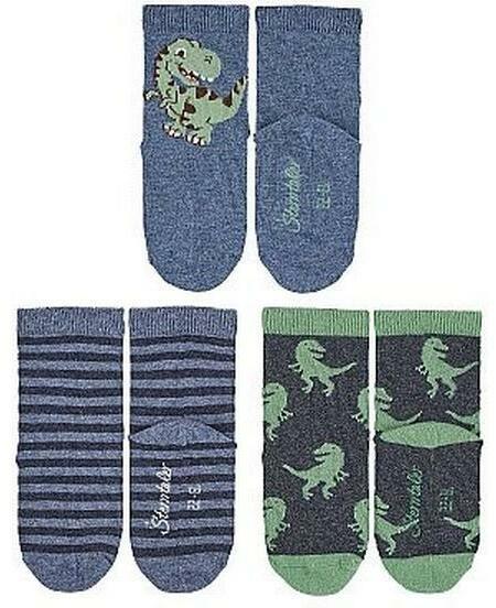 Actual product image Sterntaler Socken 3er Set Ringel/Dinos Blau/Grün/Grau Gr. 27-30 (pack of 3, 27 - 30)