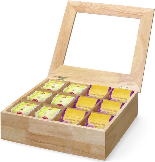 Produktbild Hendi Teebox 12 Faecher Holzbox mit Sichtfenster