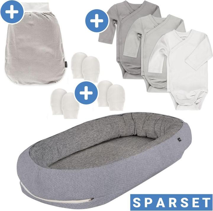 Actual product image Alvi Baby nest & bed snakes 8-piece slumber set - nest + 3 bodysuits +