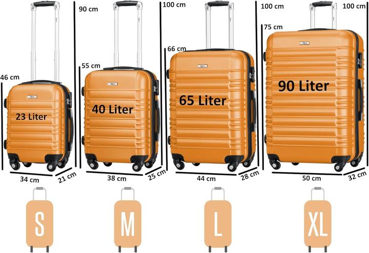 Produktbild Zelsius 4-teiliges Hartschalenkoffer Set mit Zahlenschloss (90 l, Handgepäck (bis 50l), XL (ab 115l))