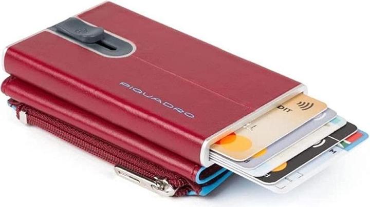 Actual product image Piquadro Blue Square, Leather Card Holder, Square Sliding System with Zipp