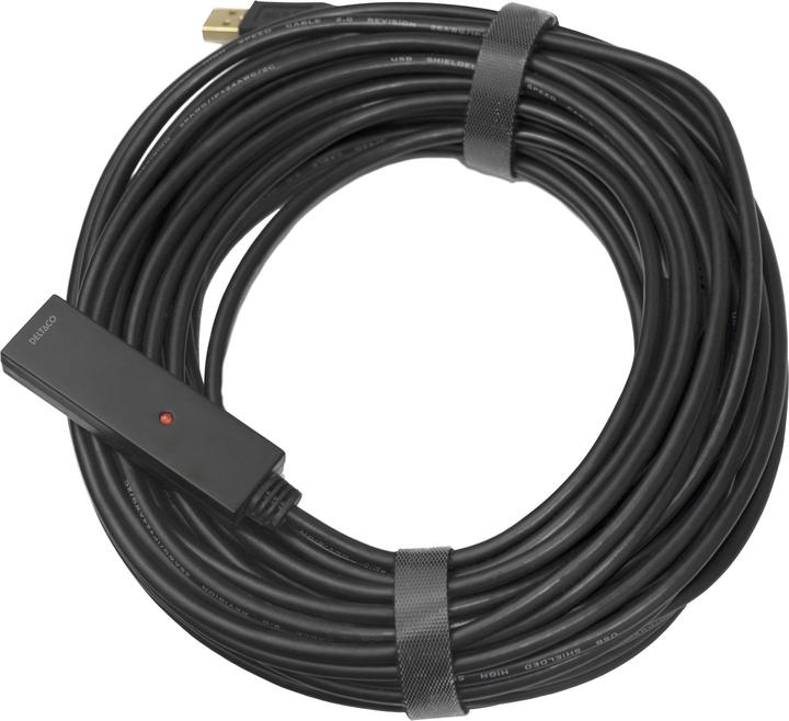 Image du produit Deltaco Câble USB 2.0, 20.0m, noir (20 m, USB 2.0)