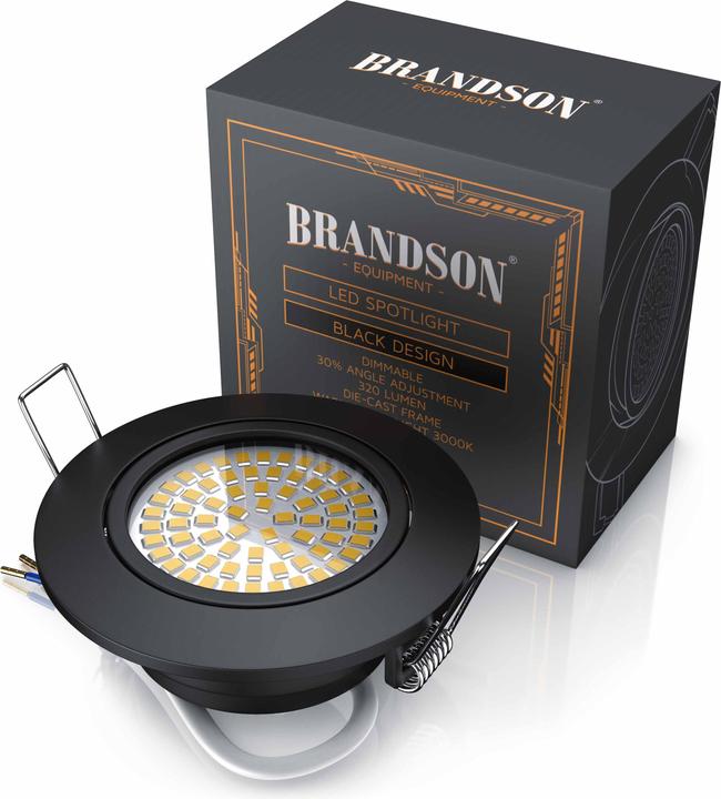 Produktbild Brandson 2x LED Deckenspot, dimmbar & schwenkbar, Einbaustrahler, Einbauleuchte, Einbauspot, schwarz, 2er Set (320 lm)
