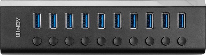 Produktbild Lindy 10 Port USB 3.0 Hub mit Ein-/Ausschaltern Schliessen sie bis zu 10 USB-Geräte an (USB-C, 10 Ports)
