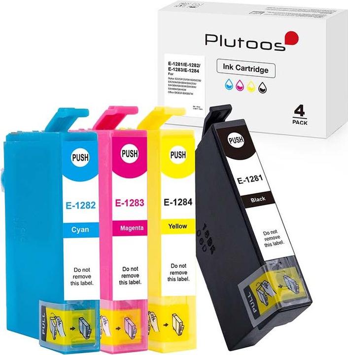 Produktbild Plutoos Epson T1281 T1282 T1283 T1284 Patrone XXL kompatibel, 4er Farbset (M, C, Y, BK)