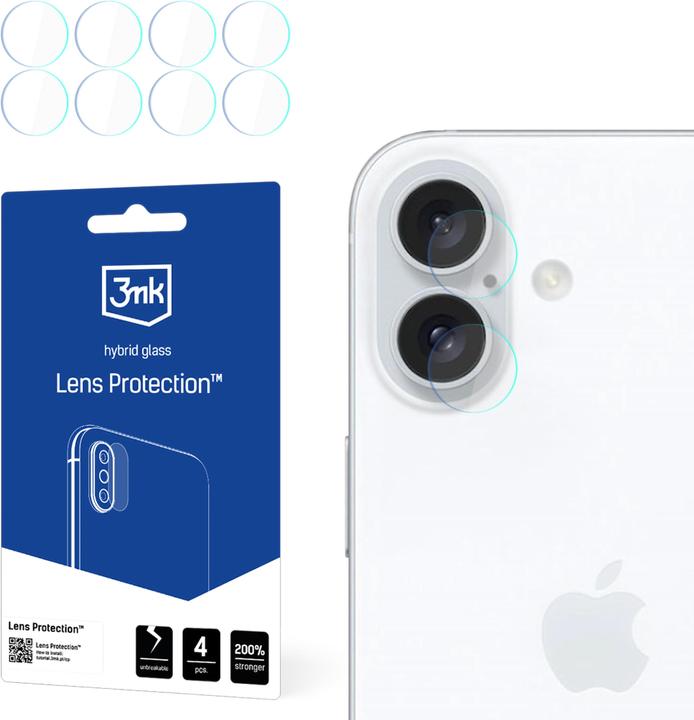 3MK Lens Protect iPhone 16 Ochrona na obiektyw aparatu 4szt (4 Stuk, Apple iPhone 16)