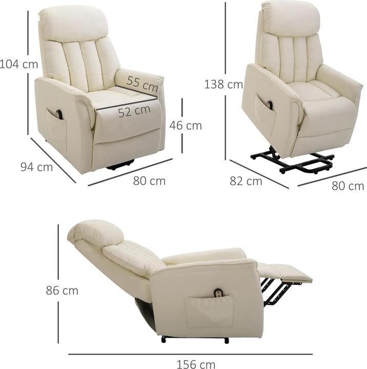 Produktbild Swisshandel24 Aufstehsessel Fernsehsessel Sessel mit Aufstehhilfe elektrisch Liegefunktion Kunstleder Beige, 80 x