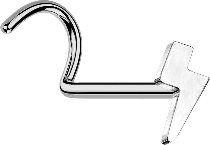 Star Piercing Threadless Nasenstecker gebogen silber Blitz silber (ohne Messing, Titan G23)