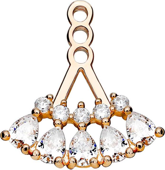 Star Piercing Ohrring Ear Jacket rosegold mit fünf Tropfkristallen (Messing)