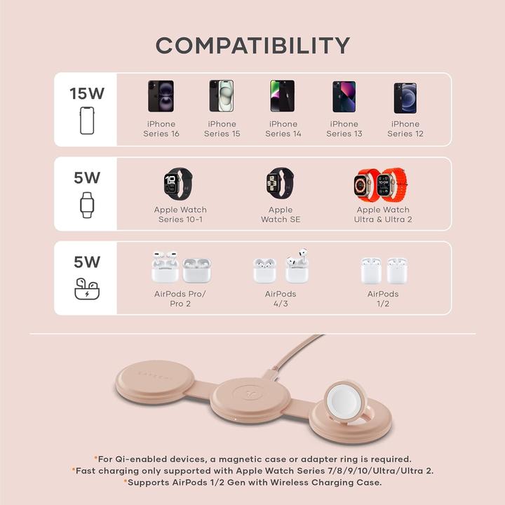 Actual product image Satechi OntheGo 3-in-1 Wireless Charger mit Qi2 (15 W)