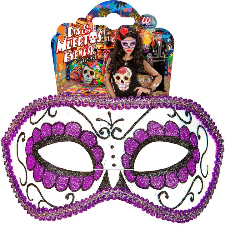 Image du produit Widmann Masque pour les yeux Unisexe Dia De Los Muertos Décoré Noir Et Violet